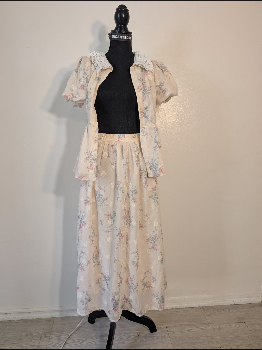 Boho Floral Cream Maxi Skirt Set